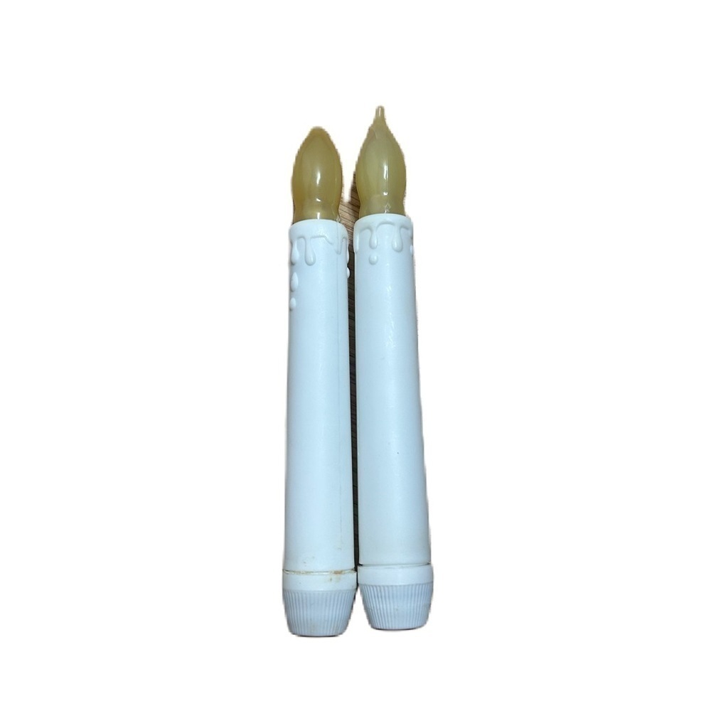 Vintage Battery Operated Candle Stick Bundle Handheld White Home Decor